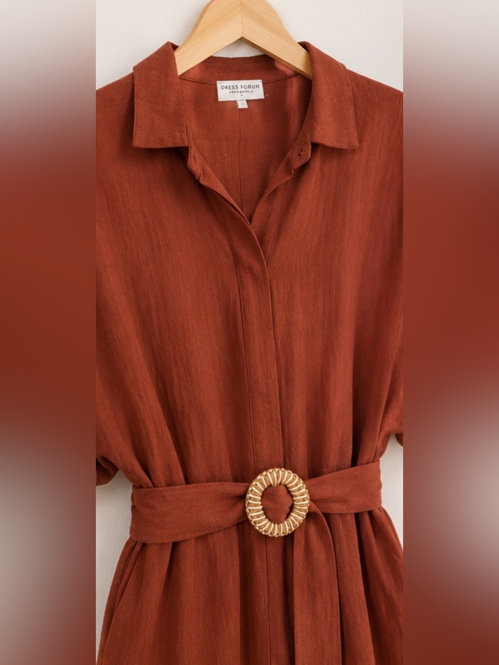 Dress Forum Rust Belted Romper Boho Button Front NWT Size Large - Picture 4 of 13